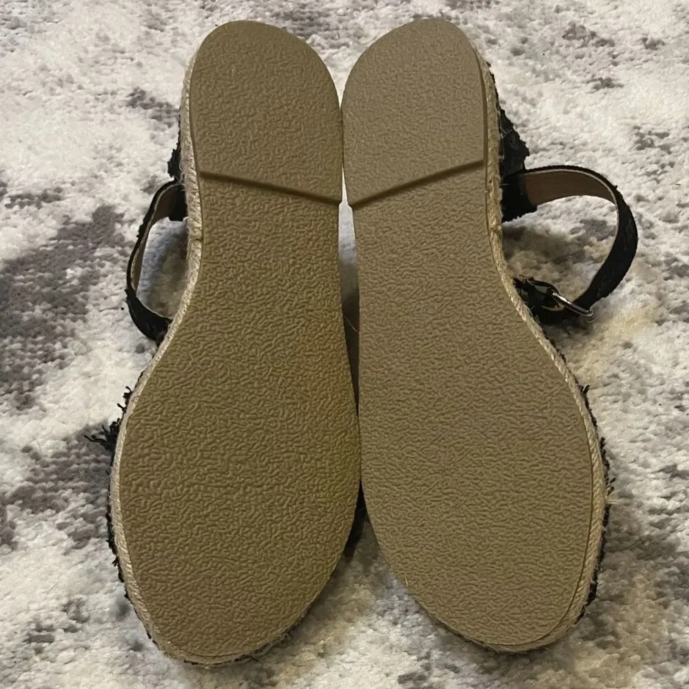 Minnetonka Prima Espadrille Flats Black Canvas Sz 7 NWOT